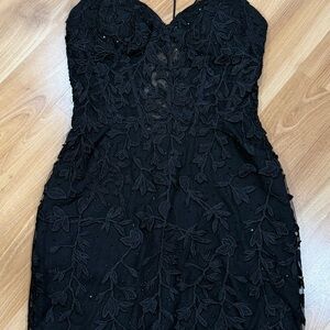 Elegant Black Lace Dress- Homecoming